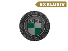 Badge / Emblem Puch logo Silber mit Emaillen RealMetal
